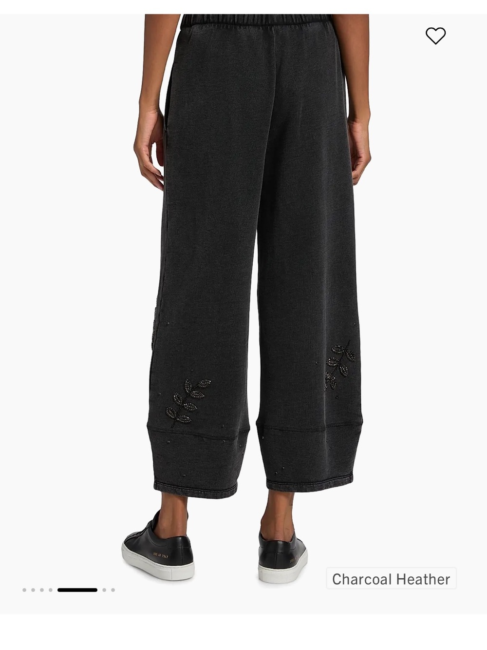 Charcoal Grey Wide-Leg JOHNNY WAS Sweatpants with Embellished Hem med gorgeous